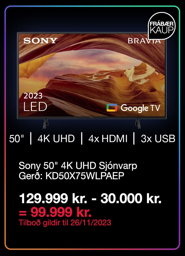 Sony KD50X75WLPAEP 50 inch 4K UHD Sjónvarp