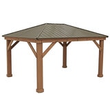 Yardistry 12 x 16ft (3.7 x 4.9m) Wooden Gazebo with Peaked Aluminium Roof