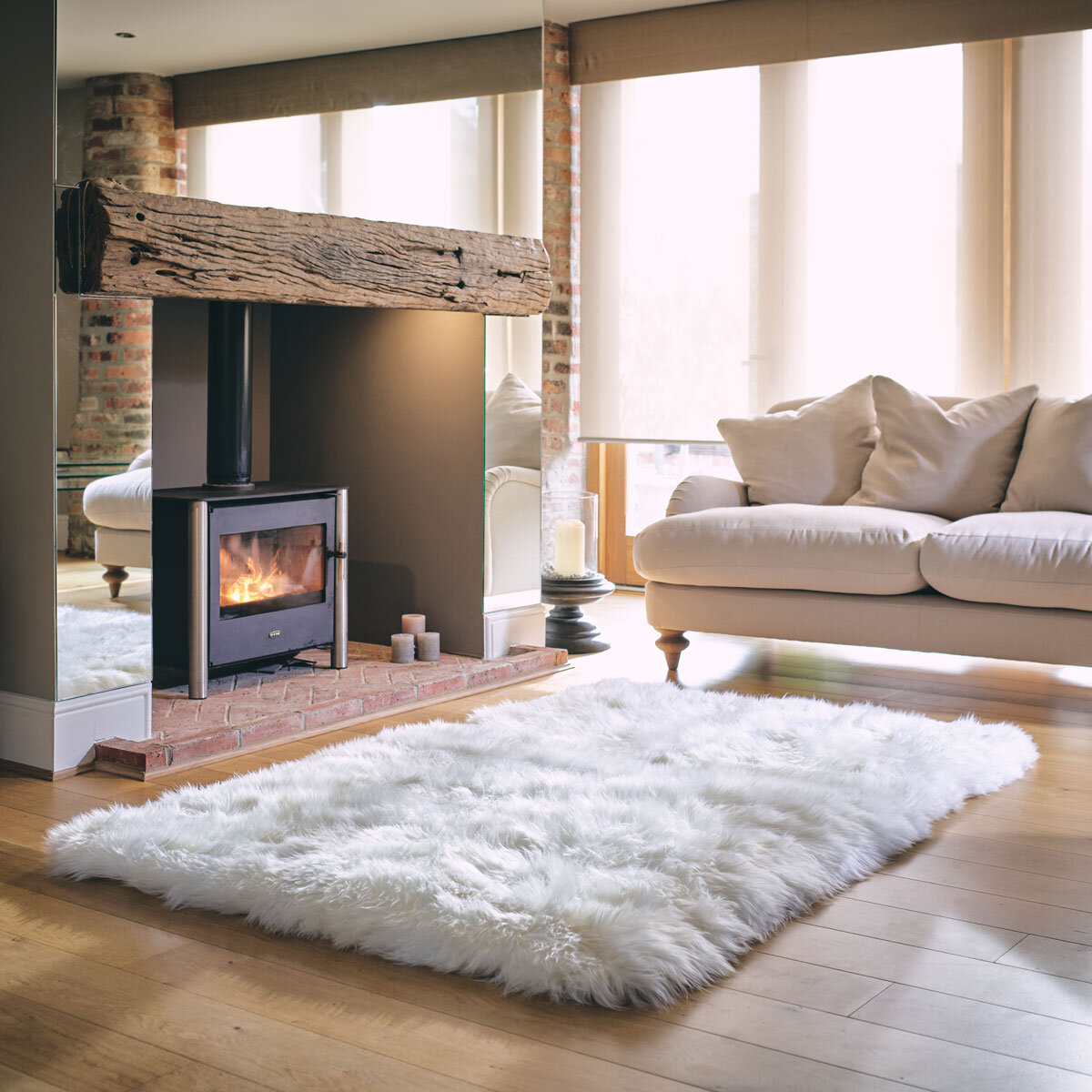 Bowron Sheepskin Area Rug 120 x 180cm in Ivory