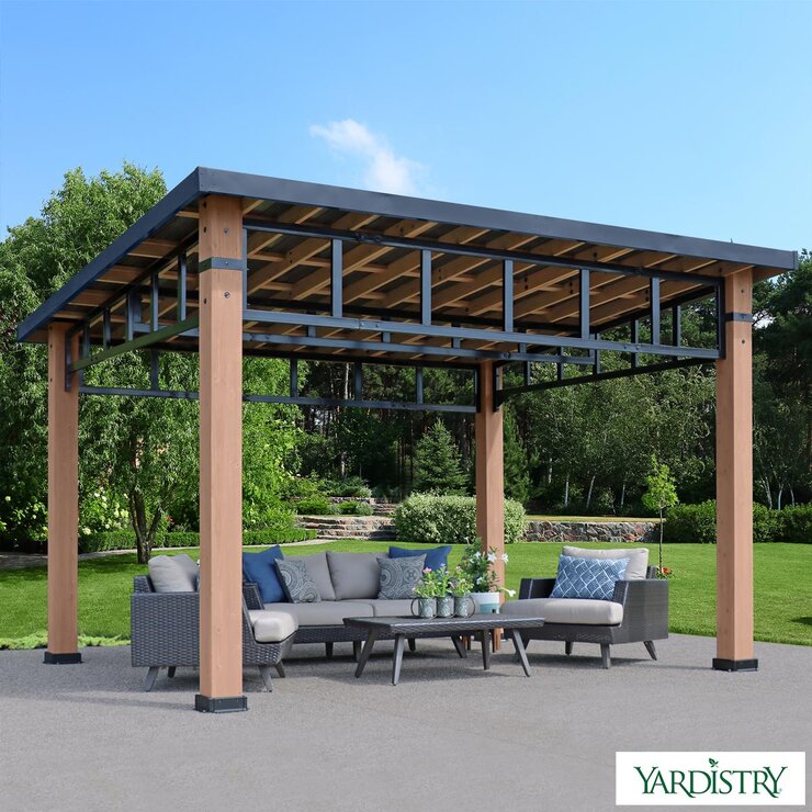 Yardistry 12ft x 14ft (3.7 x 4.3m) Contemporary Gazebo wi...