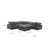 Aiden & Ivy Sereen Dark Grey Fabric 6 Piece Modular Sofa