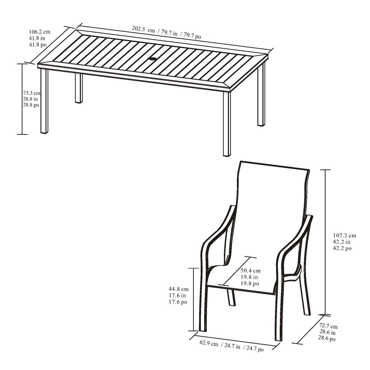 Agio Alki 7 Piece Sling Dining Set + Cover