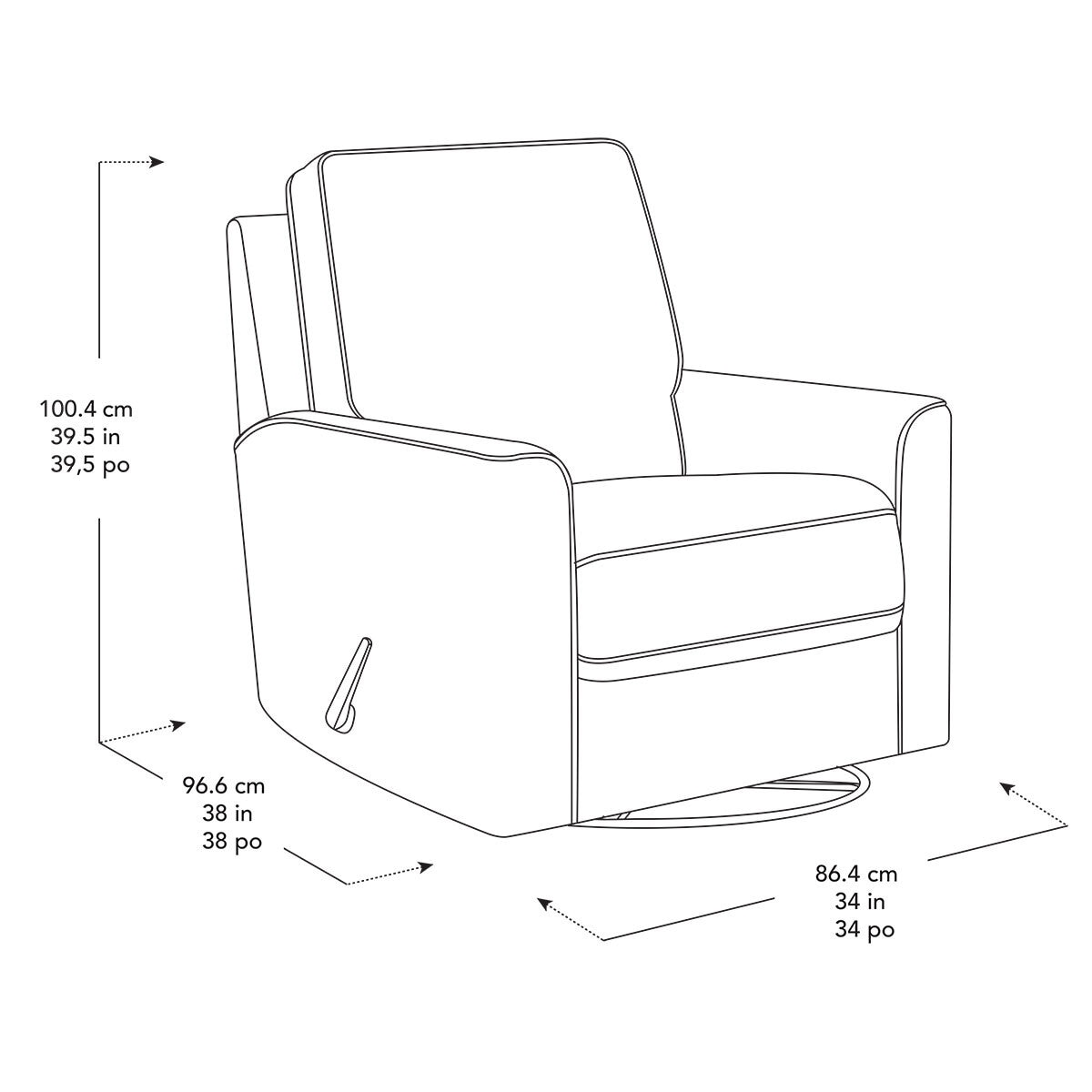 True Innovations Paxley Grey Fabric Swivel Recliner Chair