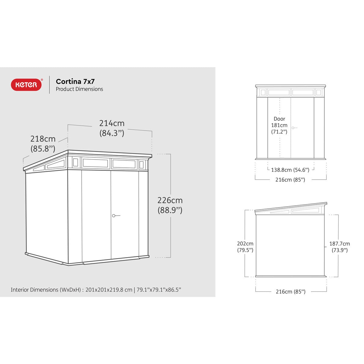 Keter Cortina 7ft 1" x 7ft 1" (2.16 x 2.16m) Storage Shed