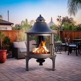 Northwest Sourcing Elevated Round Wood Burning Fire Pit with Swing Out Grill