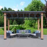 Yardistry 12ft x 14ft (3.7 x 4.3m) Contemporary Gazebo with Aluminium Flat Top Roof