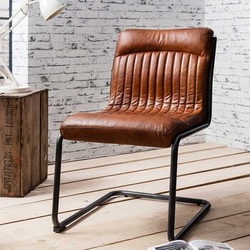 Gallery Capri Brown Leather Cantilever Dining Chair Gallery Capri Brown Leather Cantilever Dining Chair