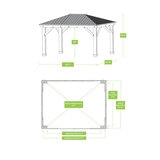 Yardistry 12 x 16ft (3.7 x 4.9m) Wooden Gazebo with Peaked Aluminium Roof