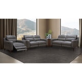 Colby Dark Grey Leather Large 2 Seater Sofa with Power Footrests