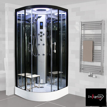 Insignia Diamond 1000mm Quadrant Steam Shower with Black Frame Insignia Diamond 1000mm Quadrant Steam Shower with Black Frame