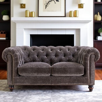 Allington 2 Seater Grey Fabric Chesterfield Sofa Allington 2 Seater Grey Fabric Chesterfield Sofa