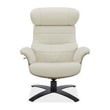 Gilman Creek Karma Cream Top Grain Leather Swivel Chair with Ottoman