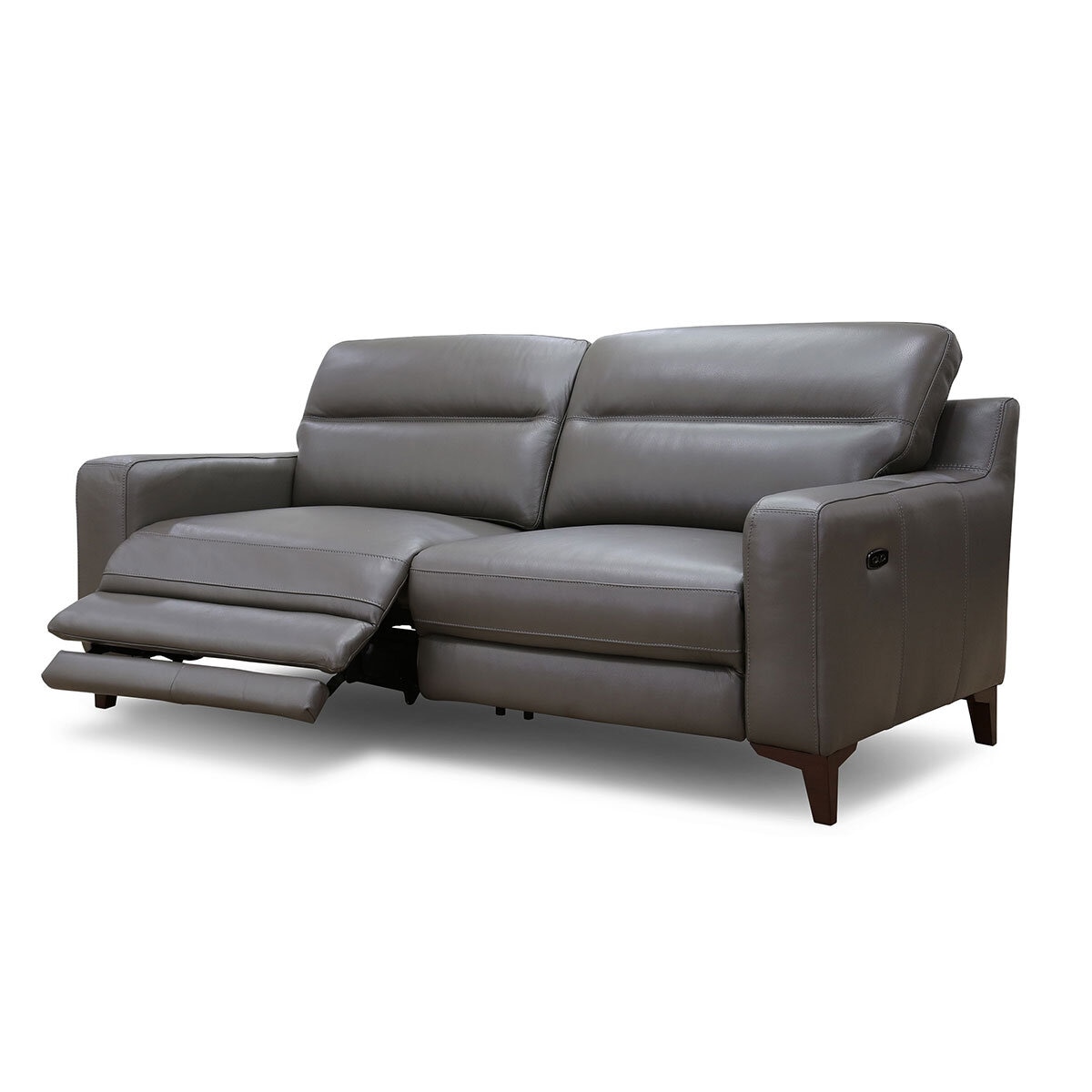 Colby Dark Grey Leather Large 2 Seater Sofa with Power Footrests