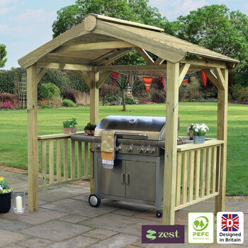 Zest 7ft 5" x 4ft 6" (2.26 x 1.38m) Wooden BBQ Grilling Pavilion Zest 7ft 5" x 4ft 6" (2.26 x 1.38m) Wooden BBQ Grilling Pavilion