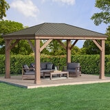 Yardistry 12 x 16ft (3.7 x 4.9m) Wooden Gazebo with Peaked Aluminium Roof