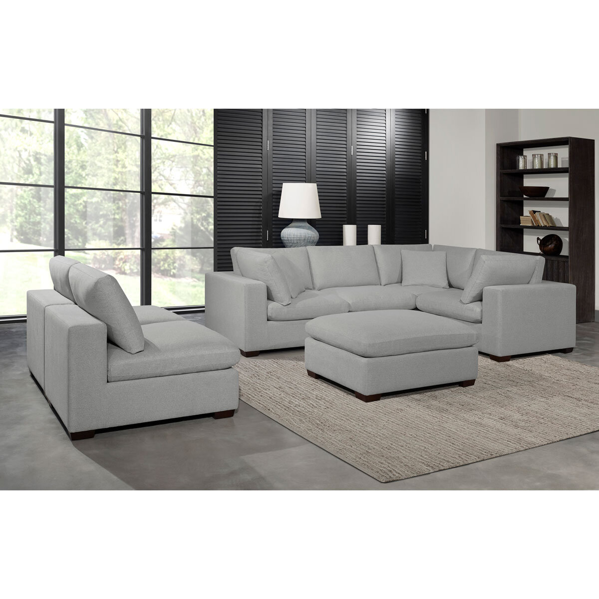 Thomasville Lowell Grey Fabric 8 Piece Modular Sofa