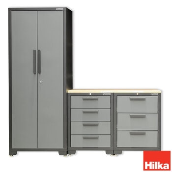 Hilka 24 Professional Gauge Steel 4 Piece Modular Cabinet Set Hilka 24 Professional Gauge Steel 4 Piece Modular Cabinet Set
