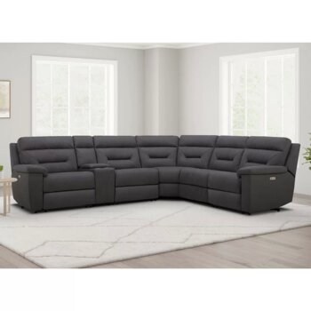 Gilman Creek Justin Grey Fabric Power Reclining Sectional Sofa Gilman Creek Justin Grey Fabric Power Reclining Sectional Sofa