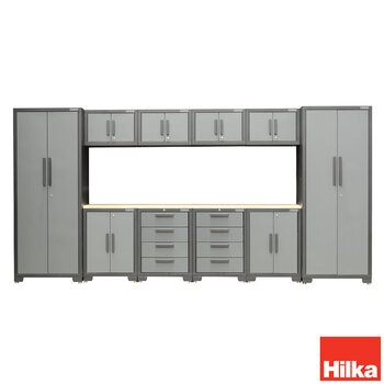 Hilka Professional 24 Gauge Steel 11 Piece Modular Cabinet Set Hilka Professional 24 Gauge Steel 11 Piece Modular Cabinet Set