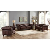 Allington 2 Seater Brown Leather Chesterfield Sofa