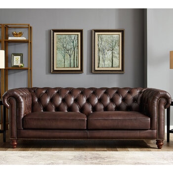 Allington 3 Seater Brown Leather Chesterfield Sofa Allington 3 Seater Brown Leather Chesterfield Sofa